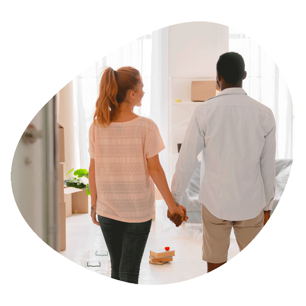 man and women in new home